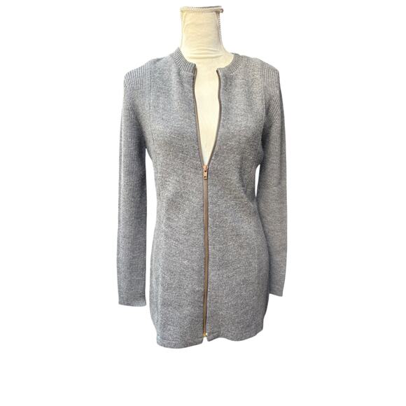 J. McLaughlin 100% Merino Wool Long Full Zip Ribbed Accent Cardigan Sweater - S - Picture 2 of 10